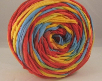 T Shirt Yarn Hand Dyed- Rainbow 60 Yards