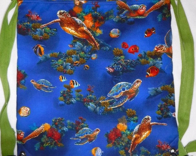 Sea Turtles - you choose the fabric backpack/tote made to order