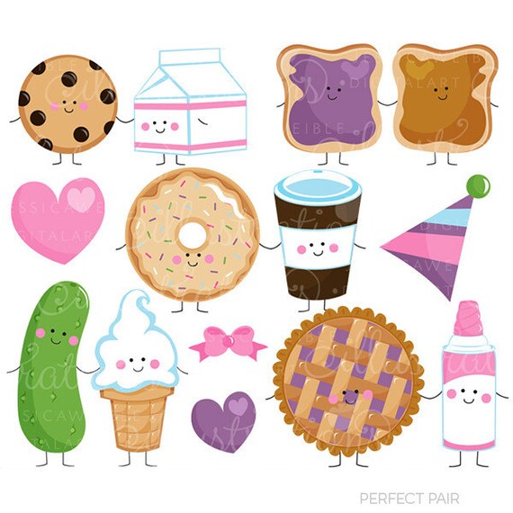 Perfect Pair Cute Digital Clipart - Commercial Use OK - Things that Go Together, Pairs, Valentine Graphics, Valentine Clipart Il_570xn