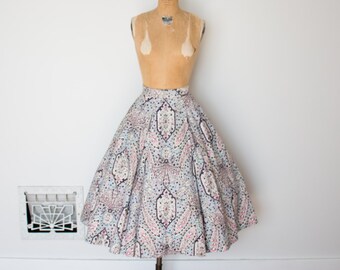 Vintage 1950s Skirt - 50s Printed Skirt - The Maeve
