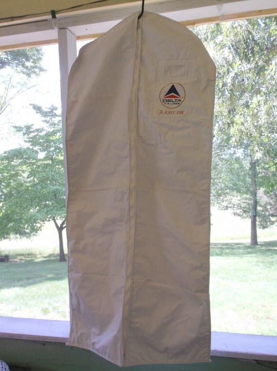 Vintage Delta Airline FlightPak Vinyl Garment Suit Bag for