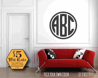 MONOGRAM Wall Decal / circle monogram wall sticker, wall decal monogram, vinyl monogram decal, wall decals nursery, baby decal,nursery decal