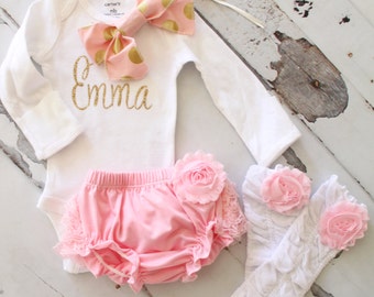 Newborn Baby Girl Coming Home Outfit Set of up to 4 Items