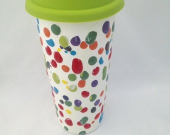 Ceramic Travel Mug with Lid - Coffee Tumbler Pottery - 18 ounces