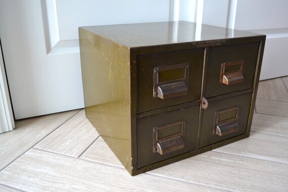Vintage Library Card Catalog Metal File Cabinet by saltandginger