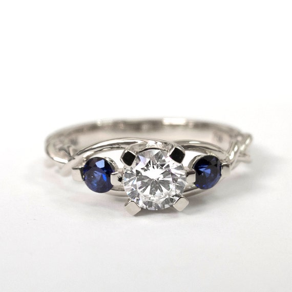 Braided Engagement Ring No.7 Diamonds and Sapphire