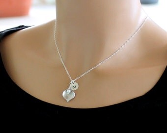 Personalized Calla Lily Necklace, Initial Necklace, Calla Lily Jewelry, Silver Calla Lily, Bridesmaid, Mother of the Bride Gift