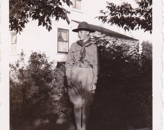 Boy Scout Uniform- 1930s Vintage Photograph- La Crosse, Wisconsin- Found Photo- Vernacular Photography- Shadow Snapshot- Paper Ephemera