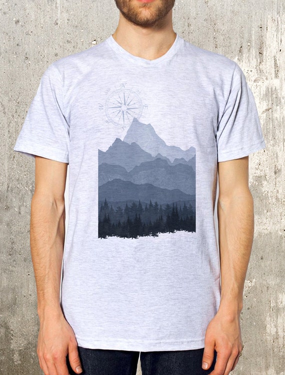 Men's Mountain T-Shirt Layered Landscape by CrawlspaceStudios