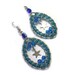 Upcycled Eco Friendly Handmade Blue Dangle Celestial Earrings, blue dangle earrings, fantasy earrings, blue cosmic earrings, sun, moon, star