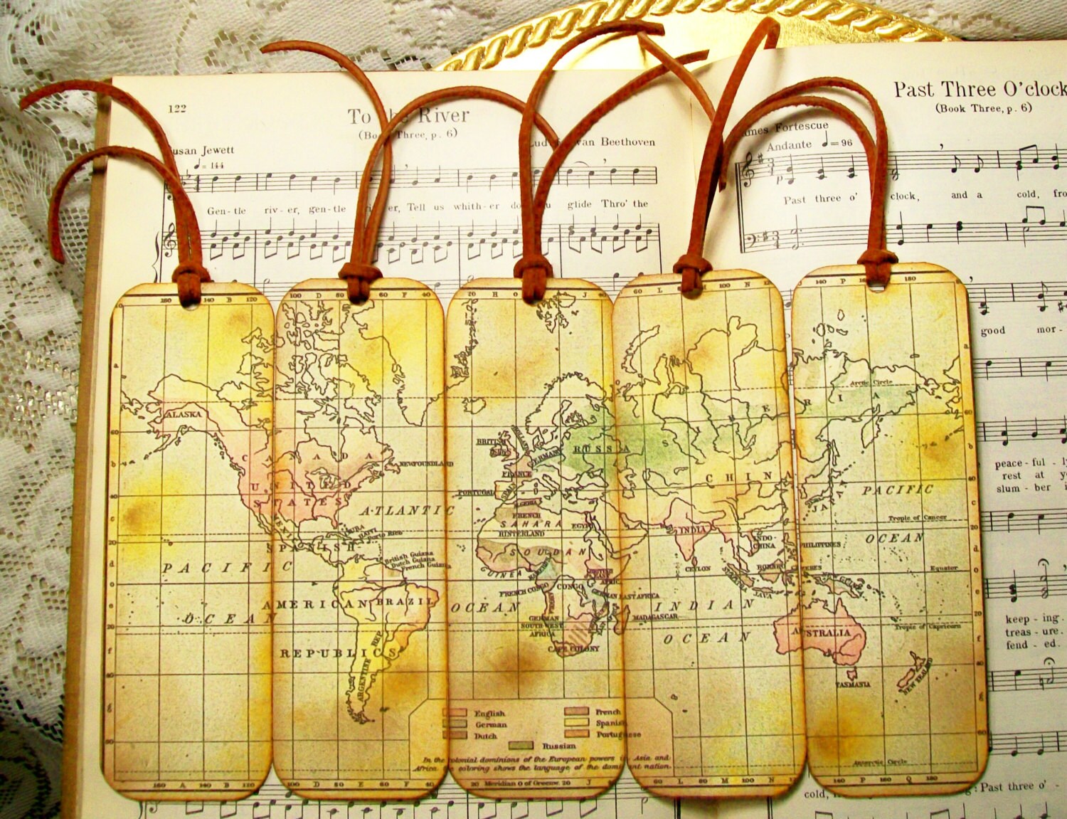 Historical World Map Bookmarks Gifts for Him World Languages