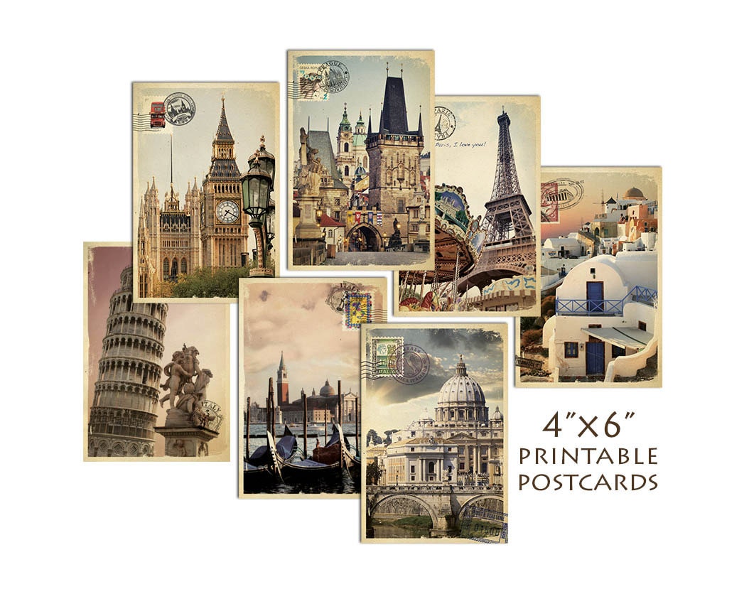 Printable Travel Postcards | travel postcards vintage style 6x4 printable postcard by Printable Travel Postcards | travel postcards vintage style 6x4 printable postcard by