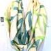 Silk Infinity Scarf, Circle Scarf, Handpainted Green and Beige Scarf, Birthday Gift, Anniversary Gift, Green Bamboo Zen Scarf, 11x72 in Loop