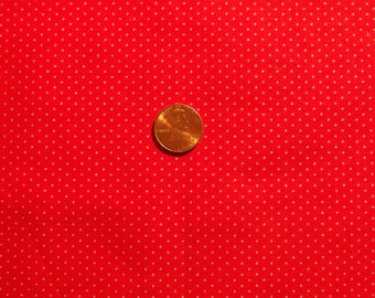 Red Pin Dot Cotton Fabric 1 yard 45" Wide