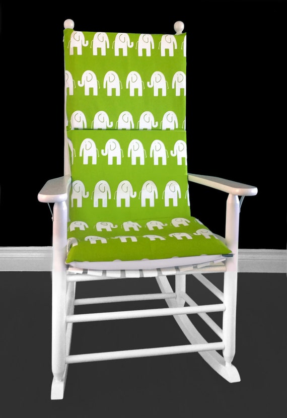 Green Elephants Nursery Rocking Chair Cushion Cover