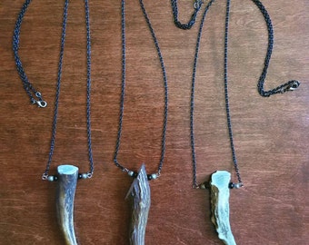 Natural Deer Antler Necklace//Bone Jewelry//Antler Jewelry
