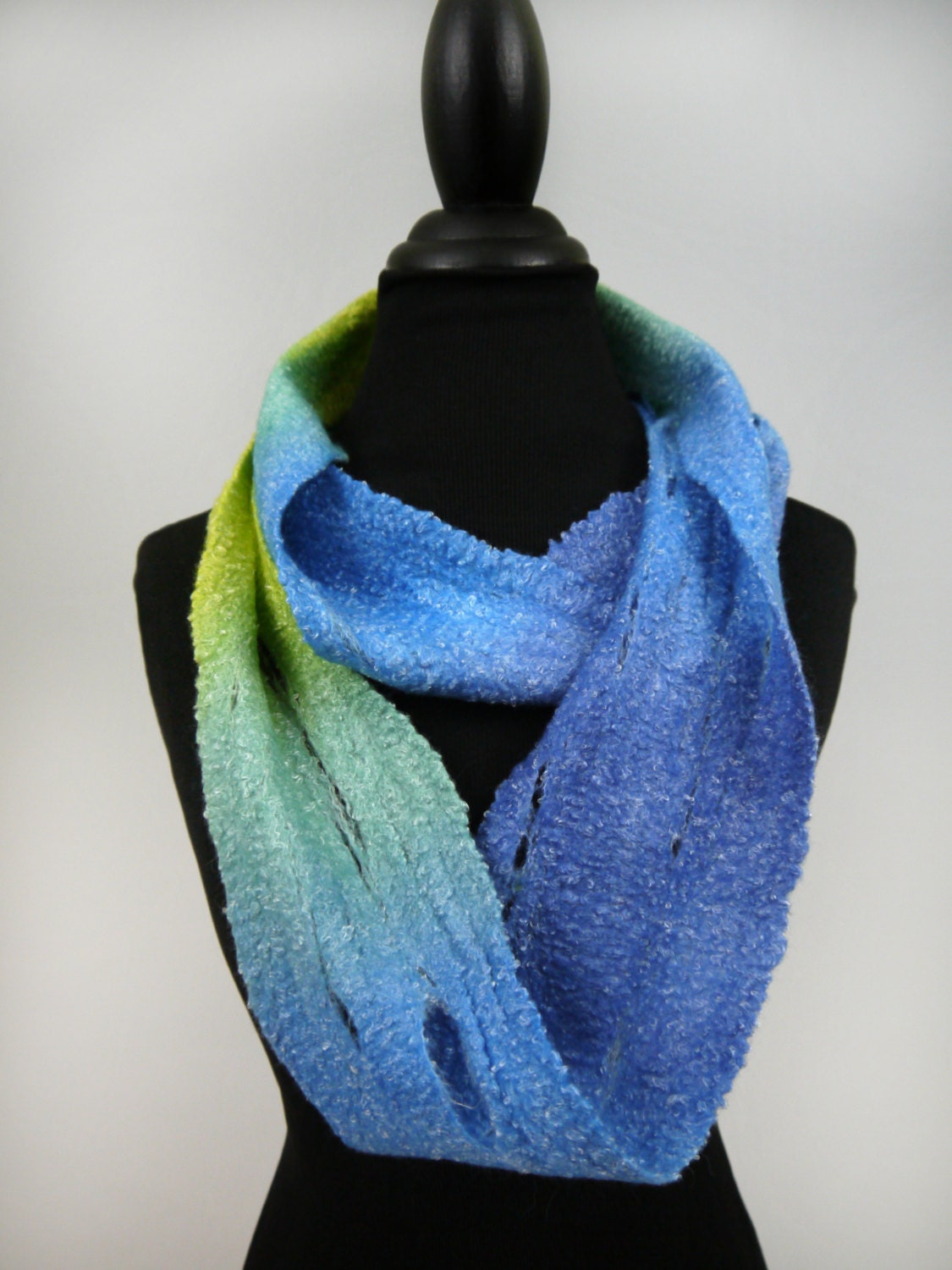Blue and Yellow Infinity Scarf Lightweight Scarf Cobweb