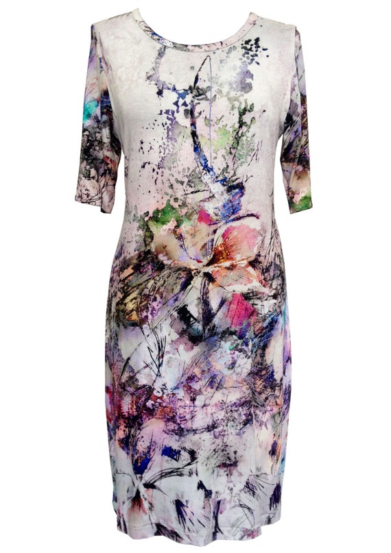 Purple Floral Cotton dress Lilac Dress Plus Size Dress by tamarziv
