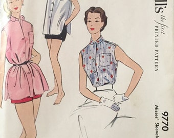 Vintage 1954 McCall's Misses' Blouse Pattern 9770 Size 12 (30" Bust)