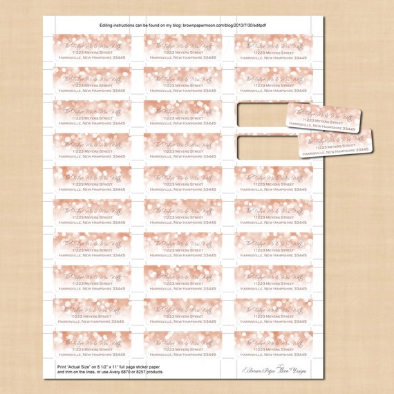 Rose Gold Sparkles Return Address Labels 3/4x21/4