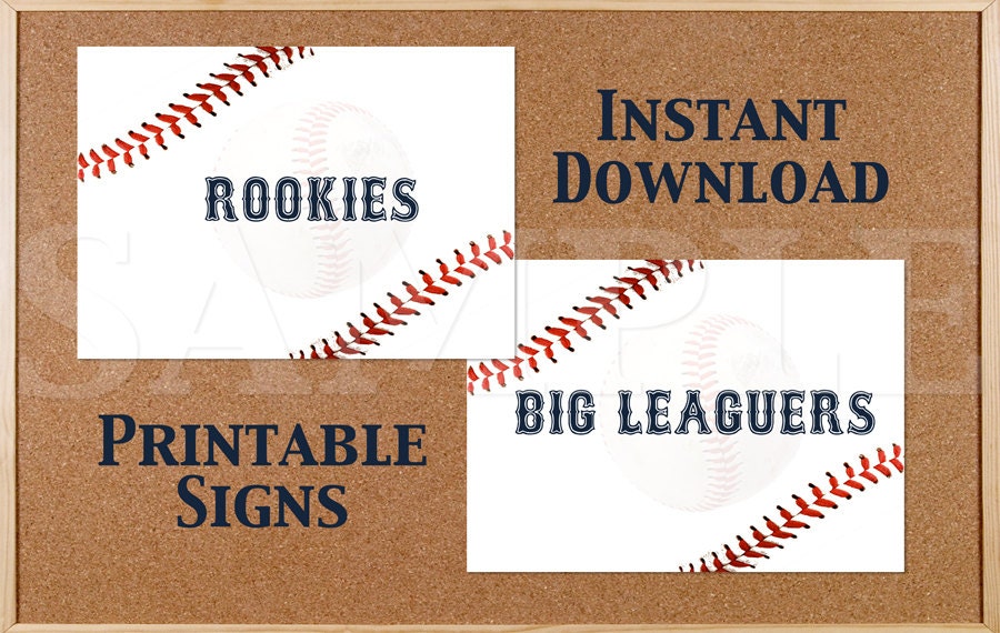 Baseball Rookies and Big Leaguers Printable Signs Old Timers