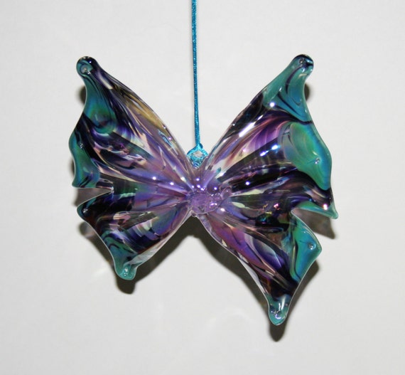 Hand Blown Glass Butterfly Ornament/Suncatcher Lavender
