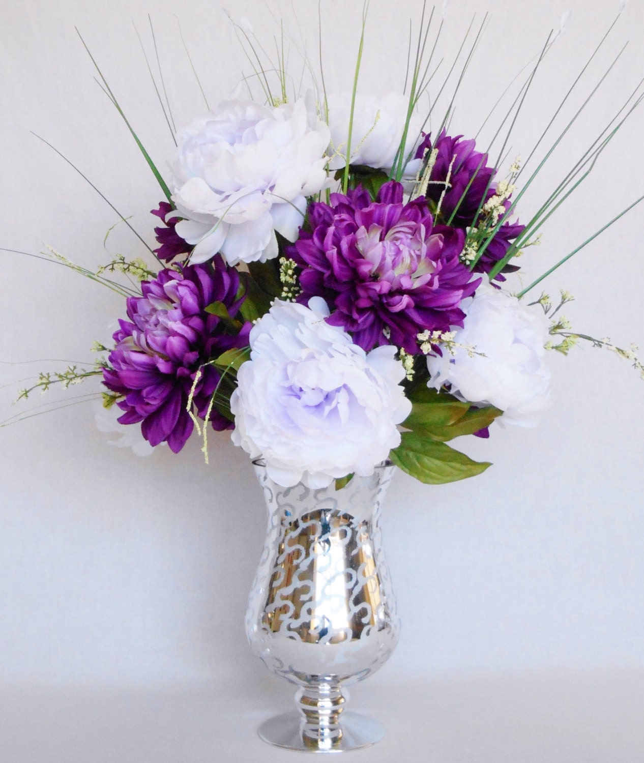 Artificial Flower Arrangement Purple Dahlias by BeautyEverlasting
