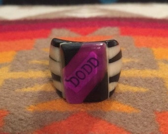 Vintage Celluloid Bakelite Folk Art Prison Ring by Bob Dodd (Size 7-1/4)