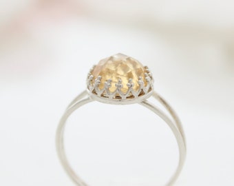 Citrine Ring | Delicate silver ring set with citrine gemstone | November's Birthstone