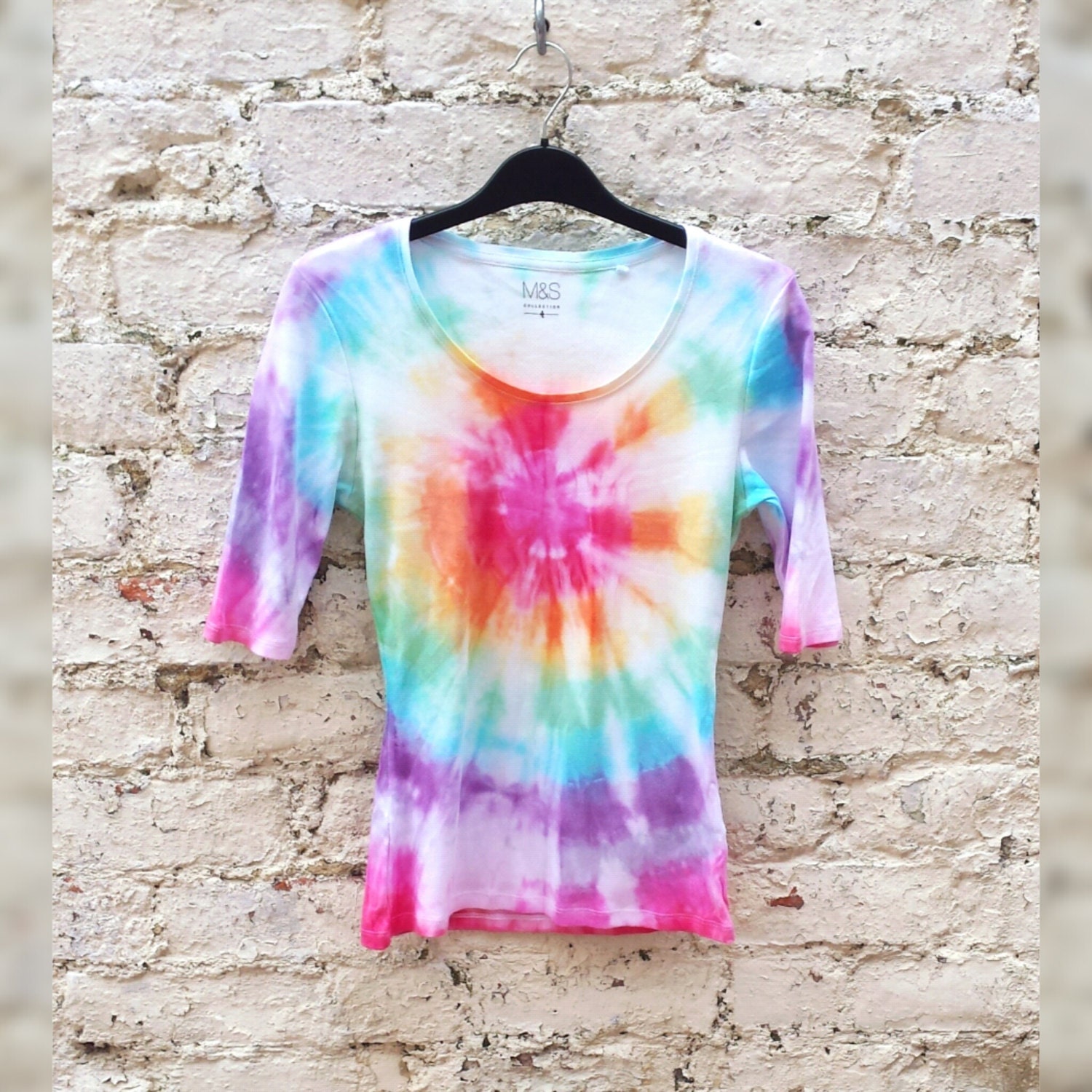 Pastel Rainbow Tie Dye T-shirt to fit UK size 8 or US size 4
