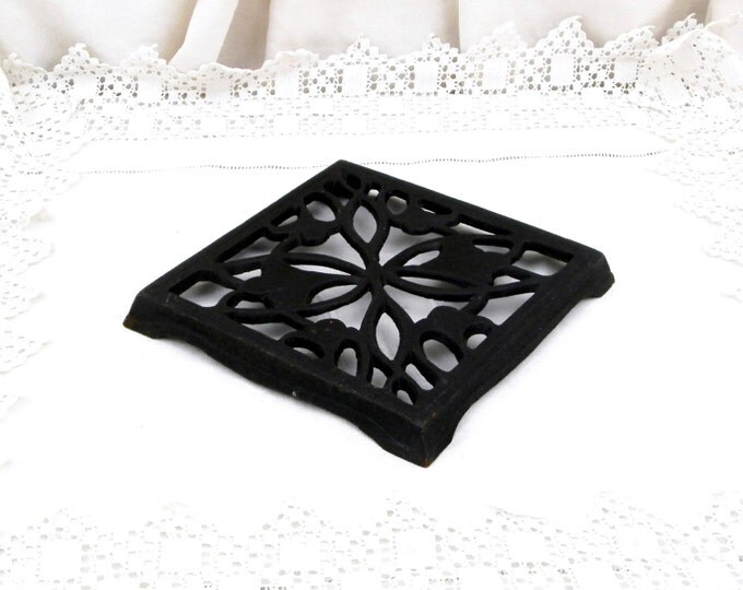 Large Antique French Cast Iron Square Trivet / Hot Plate / Heat Mat / Cottage Kitchenware / French Country Decor / Kitchenalia / Plant Stand