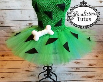 Pebbles tutu dress with bone hair clip | tutu dress | Halloween costume| Newborn- child size 8/10 listing