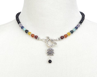 Lotus Chakra Nekclace Yoga Jewelry Chakra Jewelry Gemstone Bohemian Necklace Buddhist Reiki Meditation Energy Jewelry Birthday Unique Gift