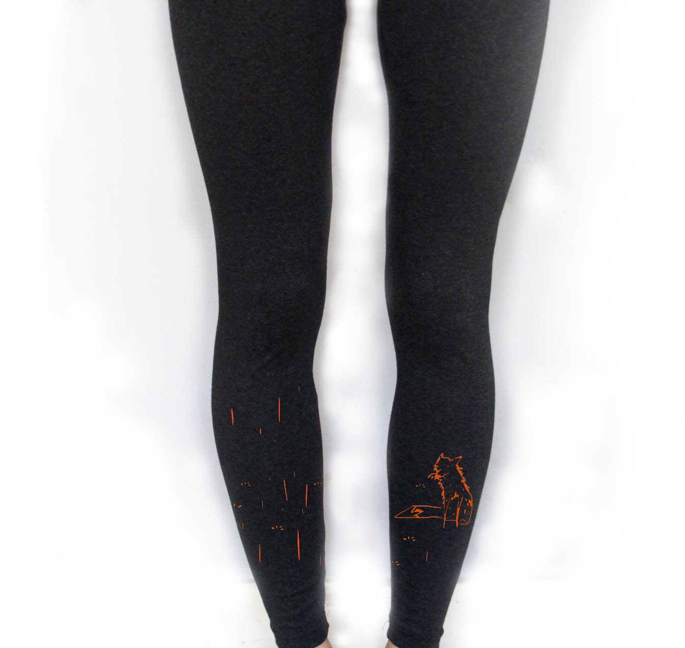 Fox women leggings footless funky tights unique by ARTsyClothing