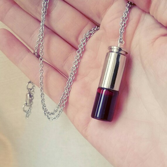 Blood vial necklace bullet vial vial by