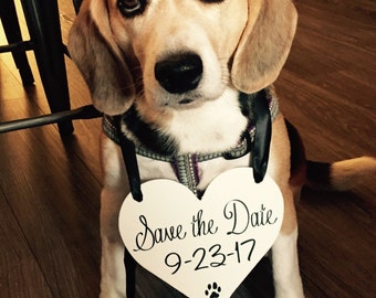 Dog Save the Date sign | HEART Dog Sign | Save the Date photo prop | Dog Engagement Announcement