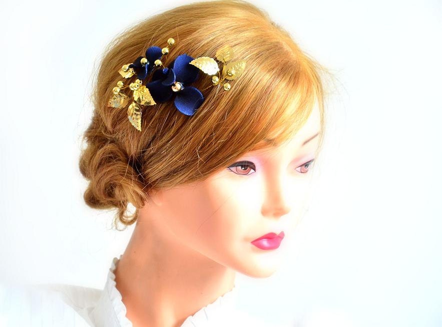 Blue and Gold Hair Clips - wide 1