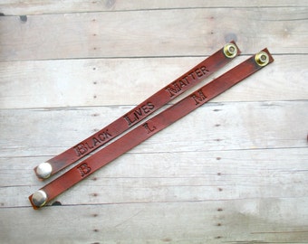 Black Lives Matter Leather Bracelet ~ BLM Bracelet ~ Leather Bracelet ~ Black Lives Matter Wristband ~ Leather Wrap Bracelet ~ Black Power