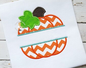 Split Pumpkin Applique Design - Instant EMAIL With Download - 4 sizes - for Embroidery Machines