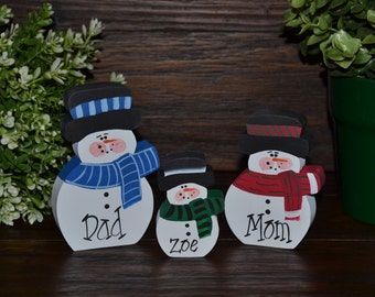 Christmas Decor Personalized Snowmen Family Set-Primitive Holiday Home Decor Christmas Decoration Personalized Snowman Family Gift Winter