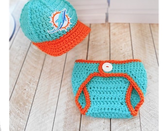 Miami Dolphins Baby Hat,Dolphins Baby Hat, Sport Baby Hat, Team Baby Hats, Baby boy clothes, Football hat, Boston hat, crochet hat