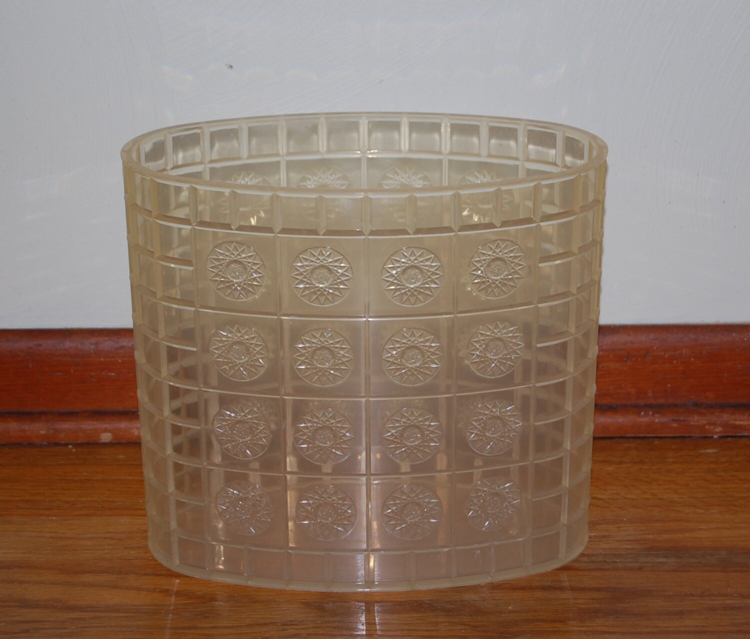 Vintage Crystal Lucite Waste Basket with Starburst Design