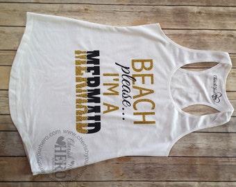 Beach Please, I'm a Mermaid,Women's Clothing,Beach Please Tank,Funny Beach Tank,Summer Tank,Beach Tank,Women's Beach Tee,Funny Quote Tank