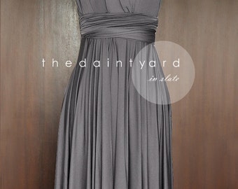 Short Straight Hem Slate Infinity Dress Multiway Dress Bridesmaid Dress Convertible Dress Wrap Dress Prom Dress Cocktail Dress Wedding Dress