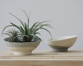 Ceramic bowl in gray and white. ceramic planter, salt and pepper, ceramic candle holder