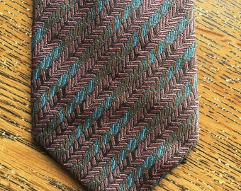 Vintage 90s Missoni Cravatte Pink Brown Green Blue Textured Tie