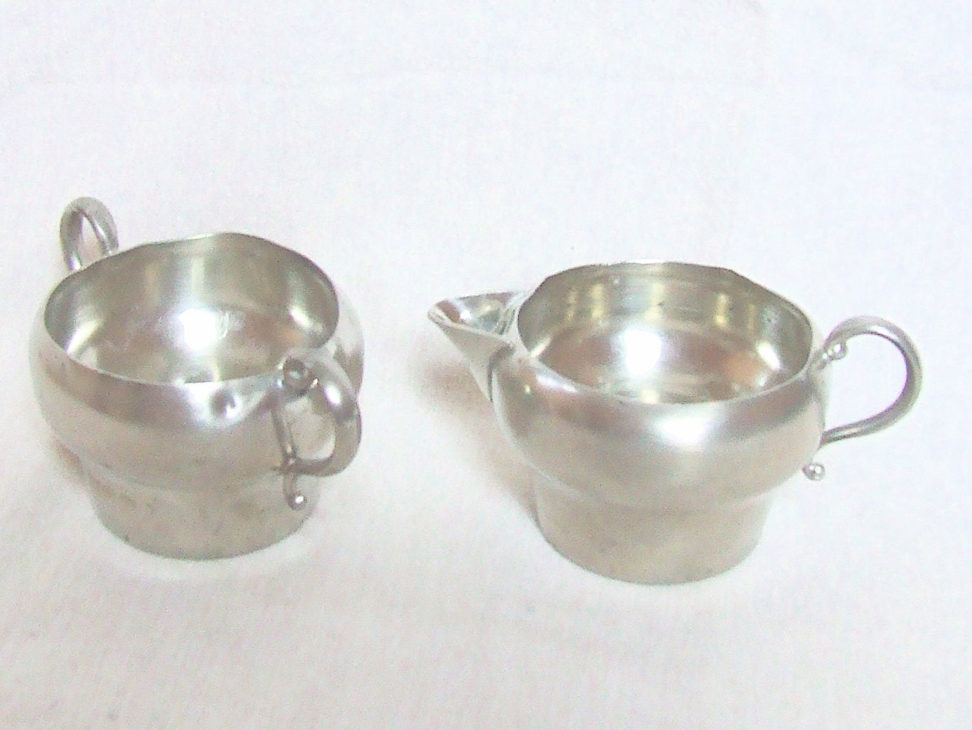 Beautiful antique genuine pewter creamer and sugar by Valerijonai