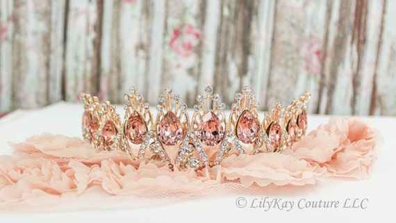 Bridal Tiara Blush Tiara Diadema Blush Wedding Crown Diamante Crown Vintage Rose Quinceanera Tiara de la boda Wedding Tiara Bridal Tiara
