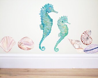 Seahorse wall decal,seahorse sticker,fish wall decal,ocean nursery,mermaid decor,seahorse art,beach decor,kids room,nursery decor,sea art