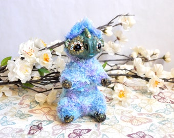 Baby dragon art doll, artist doll, ooak doll, ooak art doll, poseable art doll, fantasy creature, soft sculpture, animal doll, blue doll